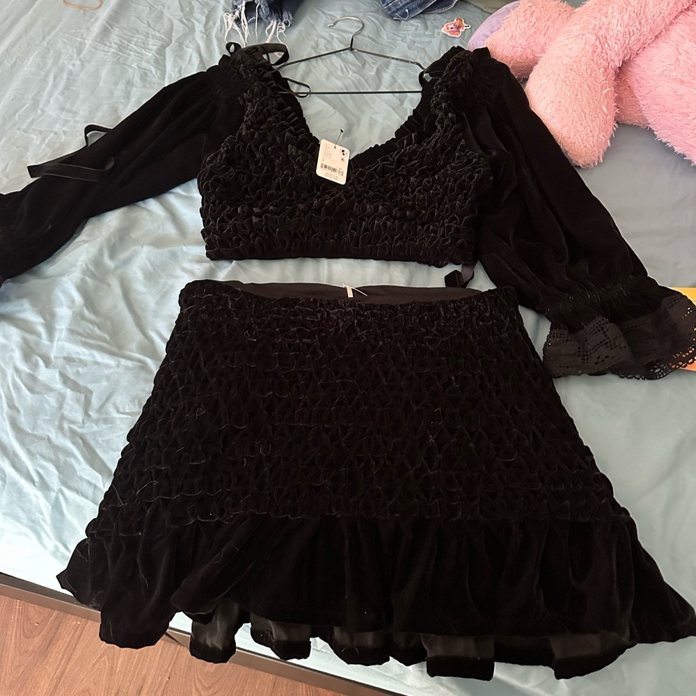 Free People Black Velour Set